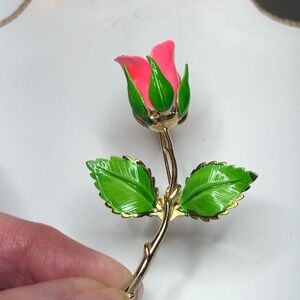 Giovanni rose enamel brooch